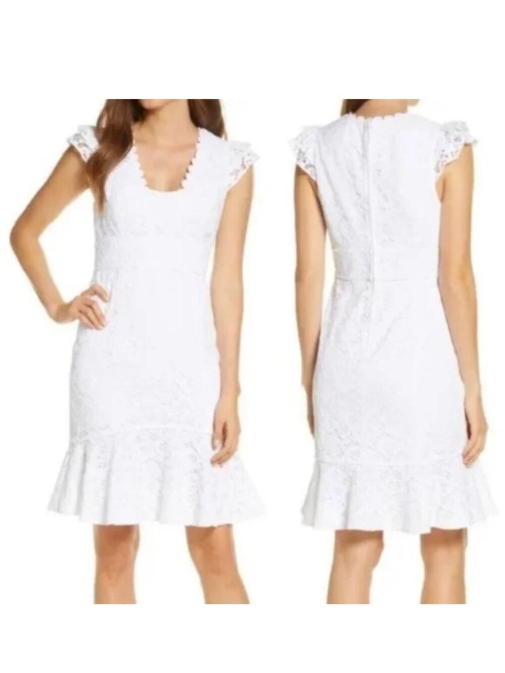 Lilly Pulitzer | Marlyn Dress, Resort White, Hey Hey Bouquet Lace | Size 8